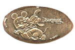 DL0548 Baby Mickey & Pluto pressed dime elongated Disney coin image.