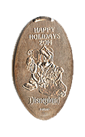 DL0588 Retired Santa Mickey HAPPY HOLIDAYS 2014 Souvenir pressed nickel souvenir coin image. 