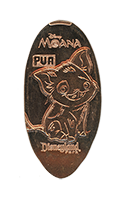 DL0656 Moana's friend, Pua the baby Hawaiian piglet Disneyland Park vertical elongated pressed coin image.     