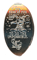 DL0661 Mickey Mouse and Walt Disney quote "IT'S KIND OF FUN TO DO THE IMPOSIBLE." vertical elongated pressed coin.  