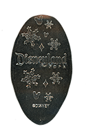 DL0663 Disneyland® Park & copy;Disney Snowflakes and Mickey Ornaments pressed nickel reverse.