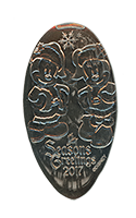 DL0675 Mickey and Minnie SEASON'S GREETINGS Disneyland 2017 souvenir pressed nickel coin image.