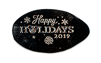 DL0699-701r Horizontal Happy Holidays 2019 Holiday souvenir pressed nickel reverse. 