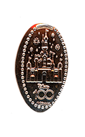 DL0781 Vending Style Penny Press Machine Disney 100 Years of Wonder Disneyland Sleeping Beauty Castle vertical pressed penny.