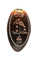 DL0838 Vending Style Penny Press Machine New Orleans Haunted Mansion with a 70th Anniversary logo pressed penny image. First onstage May 10, 2025 in The Disneyland Story, aka The Main Street Opera Exit.
