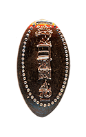 DL0839 Vending Style Penny Press Machine Bayou Country's Water Tower with a 70th Anniversary logo pressed penny image. First onstage May 10, 2025 in The Disneyland Story, aka The Main Street Opera Exit. 