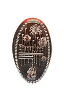 DL0843 Vending Style Penny Press Machine Iconic Disneyland Marquee, over a Disneyland Resort 70th Anniversary logo pressed penny image.  Located in the Candy Palace / Penny Arcade Main Street USA, Disneyland. First reported onstage by May 10, 2025. 