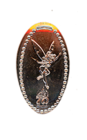 DL0845 Vending Style Penny Press Machine Tinker Bell over a Disneyland Resort 70th Anniversary pressed penny logo image.  Located in the Candy Palace / Penny Arcade Main Street USA, Disneyland. First reported onstage by May 10, 2025.  