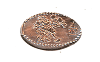 DL0846 Vending Style Penny Press Machine Mickey and Minnie with a Disneyland Resort 70th Anniversary logo pressed penny image.   Located in the Candy Palace / Penny Arcade Main Street USA, Disneyland. First reported onstage by May 10, 2025.  