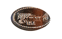 DL0848 Vending Style Penny Press Machine Main Street USA, with a Disneyland Resort 70th Anniversary pressed penny logo image.   Located in the Candy Palace / Penny Arcade Main Street USA, Disneyland. First reported onstage by May 10, 2025.  