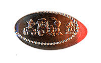 DL0856 Vending Style Penny Press Machine Chip N Dale on a Steam Locomotive, headed for a 70th Logo in this horizontal Disneyland Resort 70th Anniversary pressed penny design.  Located in the Space Mountain Exit area, Tomorrowland, Disneyland Park, USA. Onstage by May 17, 2025.  