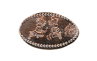 DL0867 Vending Style Penny Press Machine Chip 'N' Dale with a 70th Anniversary Logo, horizontal design Disneyland Resort 70th Anniversary pressed penny.  Located in the EngineEar Souvenirs Gift Shop, Toontown, Disneyland, USA. First reported onstage by May 16, 2025 