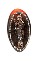 DL0880 Vending Style Penny Press Machine Constance Hatchaway AKA The Black Widow Bride, above a 70th Anniversary logo, vertical Disneyland Resort 70th Anniversary pressed penny image.   Located in the The Court des Anges, near Port Royal Curios, New Orleans Square, Disneyland Park, USA, in the coffin coin press.  First reported onstage by May 19, 2025. 