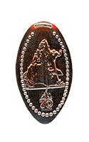 DL0890 Vending Style Penny Press Machine Harold the Yeti Atop the Matterhorn, a 70th Anniversary Logo is below, in this vertical Disneyland Resort 70th Anniversary pressed penny image. Located in the Adventureland Bazaar, Rajah's Mint Machine number 2 of 3, Adventureland, Disneyland Park, USA. First reported onstage by May 21, 2025. 