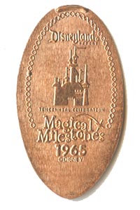 1965 pressed penny Tencennial Celebration from the ParkPennies.com collection of Disneyland 50th Anniversary Magical Milestones pressed coins.