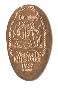 1967 pressed penny WDW Logo, Carousel of Progress Opens from the ParkPennies.com collection of Disneyland 50th Anniversary Magical Milestones pressed coins.