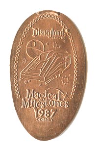 1987 pressed penny Star Tours Opens from the ParkPennies.com collection of Disneyland 50th Anniversary Magical Milestones pressed coins.