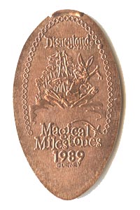 1989 pressed penny Brer Rabbit, Splash Mountain Opens from the ParkPennies.com collection of Disneyland 50th Anniversary Magical Milestones pressed coins.