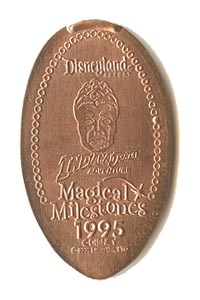1995 pressed penny Temple of the Forbidden Eye Opens from the ParkPennies.com collection of Disneyland 50th Anniversary Magical Milestones pressed coins.