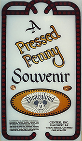 First Disney pressed penny machine marquee sign