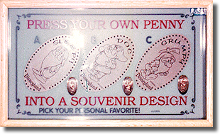 Sleepy, Doc and Grumpy DL0045-47 pressed penny machine marquee. Image courtesy of the Wooten Family.