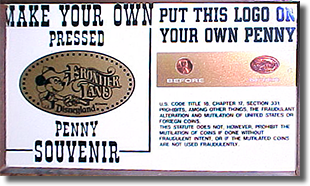 Marquee Frontierland Cowboy Mickey Penny Press Machine DL0110 Images courtesy of the Wooten Family