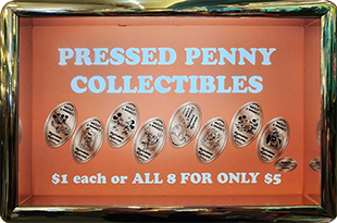 DL0768-775 Mickey and Minnie's Runaway Railway themed pressed penny set marquee.