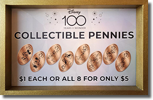 Main Street Penny Arcade Disney 100 Years of Wonder Classic Themes DL0776-783 Penny Press Marquee 4/19/2023
