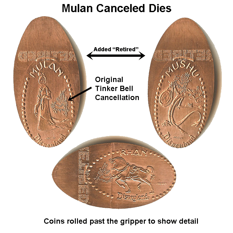 Mulan retired elongated coin cancellation detail