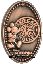 WDI pressed penny pin with Mickey and Red Car Logo