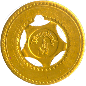 Disneyland Medal Typer Token, gold color, reverse.