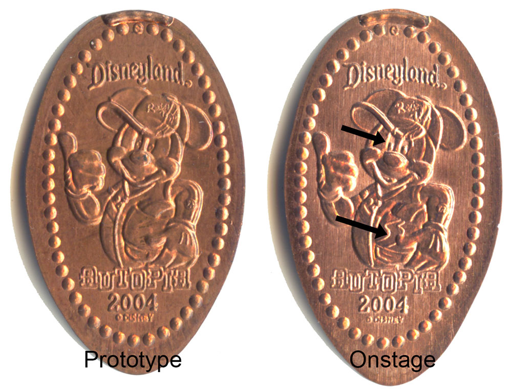 DN0030 and DL0232 pressed penny comparison.