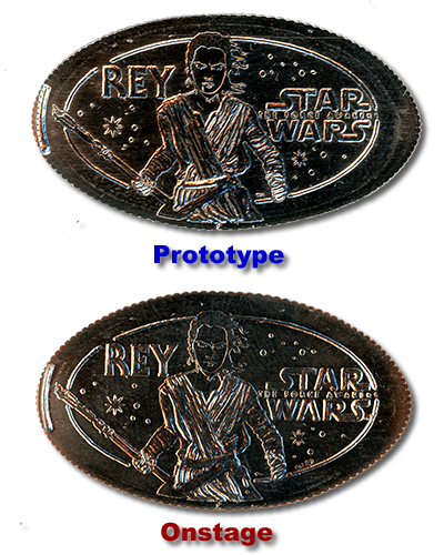 The DN0126 and DL0634 Star Wars Rey pressed coins.
