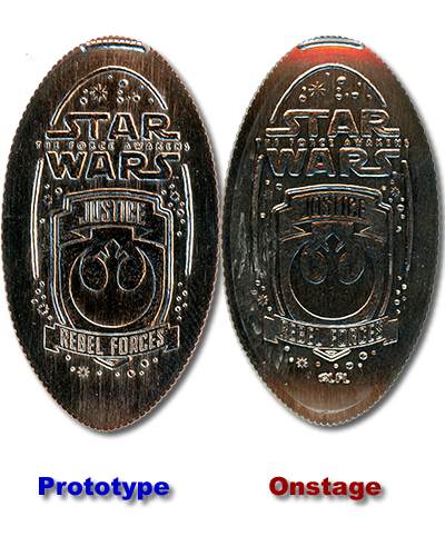 The  prototype DN0125 and onstage DL0633 Rebel Forces Logo pressed coins.