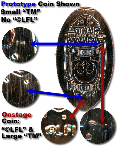 The DN0125 and DL0633 Rebel Forces Logo pressed coin details.