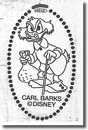 Art work created for the DO0014 Carl Barks Scrooge McDuck Comic Con pressed coins.  Ray Dillard, roller Heritage Auction Galleries  distributed pressed cents at Comic-Con
