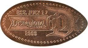 The Disneyland Resort's 60th Anniversary Diamond Celebration pressed penny reverse image.