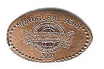 DR0051 RETIRED 2001 INAUGURAL YEAR WORLD OF DISNEY squashed penny image.