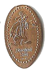 DR0137 RETIRED Disneyland Hotel Bellhop Goofy pressed penny image. 