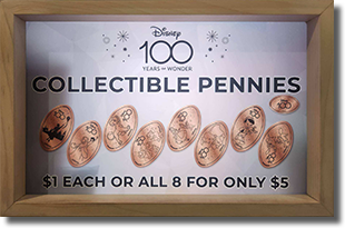 Marquee for World of Disney Disney 100 Years of Wonder Eight-Play Penny Press Guide Numbers DR0217-224