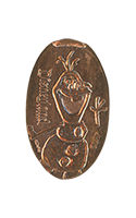 Olaf smiling and waving pressed penny