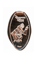 DR0238 Vending Style Hand-Crank Penny Press Machine Flash Slothmore of Zootopia pressed penny. Vertical image of Flash Slothmore pointing with left hand finger ... slowly, under a Downtown Disney® DISTRICT, ©DISNEY banner,   dot border. First reported onstage January 21, 2024.  