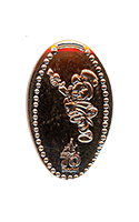 DR0255 Vending Style Penny Press Machine Jiminy Cricket with Umbrella in Hand, over a 70th Anniversary Logo, vertical Disneyland Resort 70th Anniversary pressed penny image. Located in the World of Disney, Downtown Disney, Disneyland Resort, USA.  First reported onstage by May 16, 2025. 