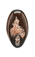 DR0263 Vending Style Penny Press Machine Sleeping Beauty Fairy Godmother Flora, Above a 70th Anniversary Logo, vertical Disneyland Resort 70th Anniversary pressed penny image.  Located near Tortilla Jo's in Downtown Disney, Disneyland Resort, USA. First reported onstage by May 21, 2025. 