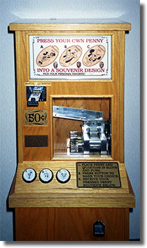 Disneyland Hotel pressed penny machine, Mickey, Pluto, Minnie. circa 1997.  Image courtesy of the Wooten Family.