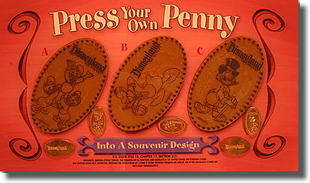 World of Disney Store pressed penny machine marquee.