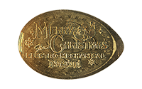 Open a larger image of the DS0024 "Merry Christmas from Electro Mechanical, Disneyland pressed token." with "HAPPY HOLIDAYS, 2023, EVERETT •  GLENN •  ROB • BOYD • JEFF • LAURA • DANIEL • STEPH • ROGER • RODRIGO • JORGE • JESSE • NATHAN • DAVID • ARMANDO • ROGELIO • FRANK • JOESPH. MANAGER BYRON " reverse.