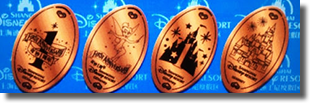 First Anniversary Shanghai Disneyland Resort pressed coins, first four.