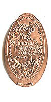 CHRISTMAS FANTASY 2004, Mickey Tokyo Disneyland Pressed Penny or Nickel souvenir medal
