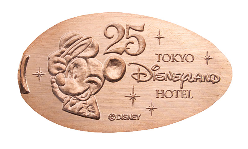 Tokyo Disneyland Resort Hotel pressed penny medal, Mickey 25th Anniversary.